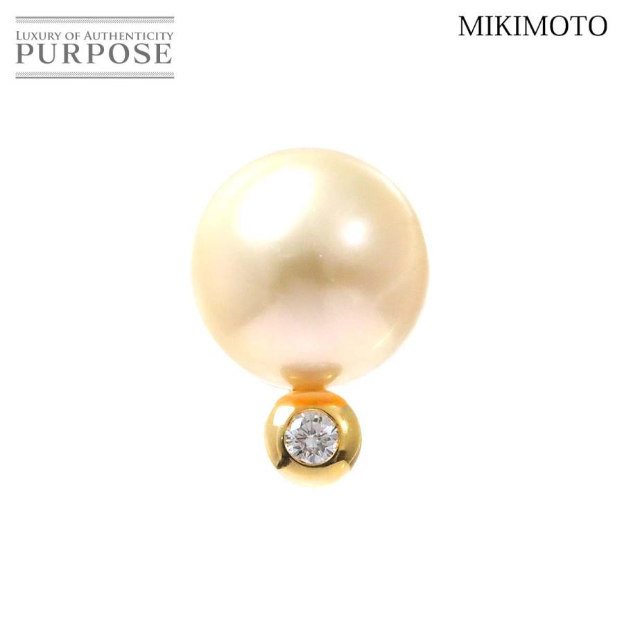 MIKIMOTO ミキモト 白蝶真珠 8.8mm ダイヤ ピアス K18 YG イエロー 