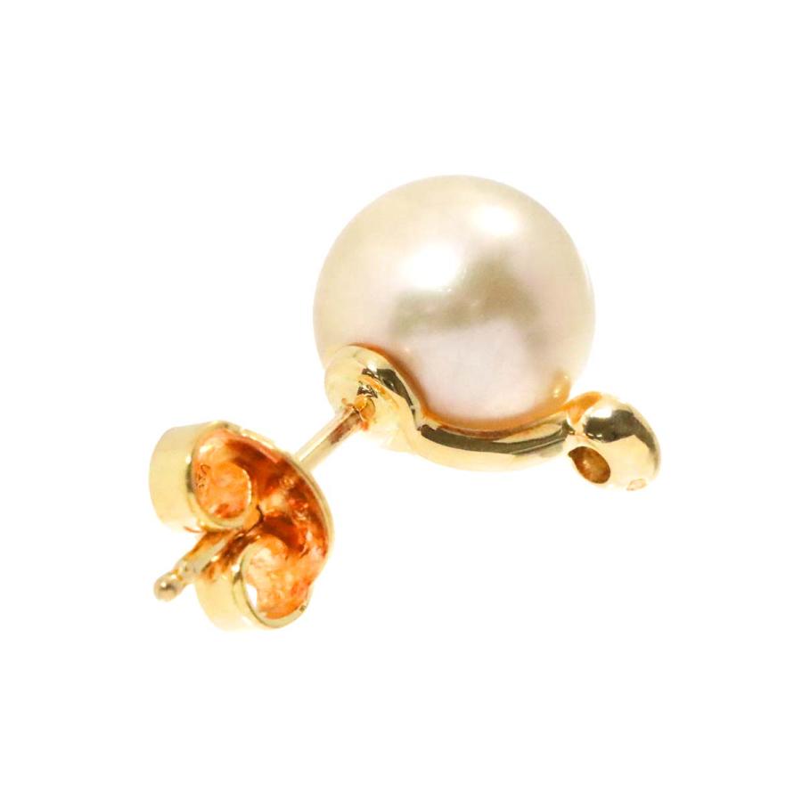 MIKIMOTO ミキモト 白蝶真珠 8.8mm ダイヤ ピアス K18 YG イエロー 