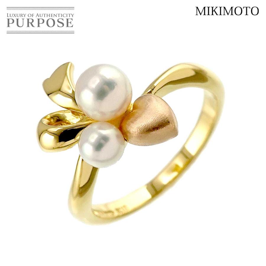 MIKIMOTO ミキモト 14号 リング アコヤ真珠 5.5-4.3mm K18 YG PG