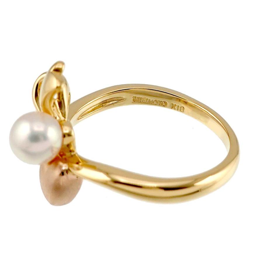MIKIMOTO ミキモト 14号 リング アコヤ真珠 5.5-4.3mm K18 YG PG