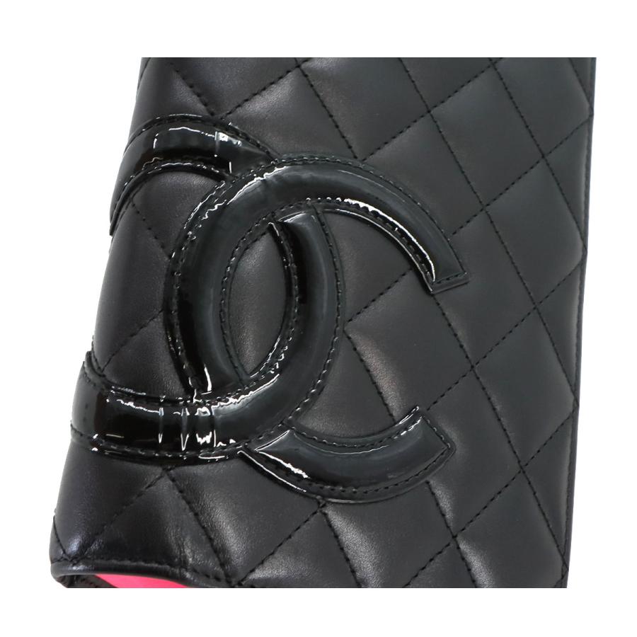 CHANEL シャネル カンボンライン 二つ折り 長財布 レザー エナメル 