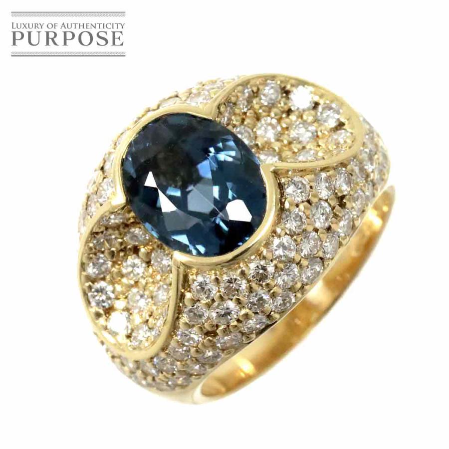 リング 12号 インディコライト トルマリン 3.50ct ダイヤ 2.64ct K18  