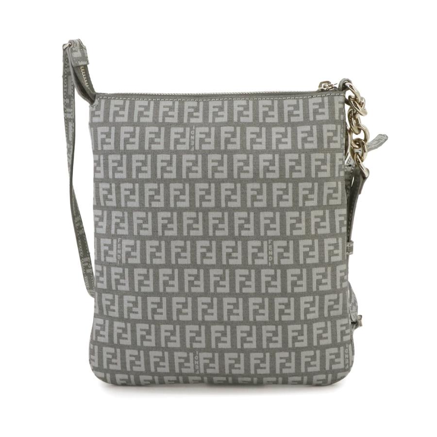 新品同様 フェンディ FENDI ズッキーノ ショルダー バッグ PVC グレー 