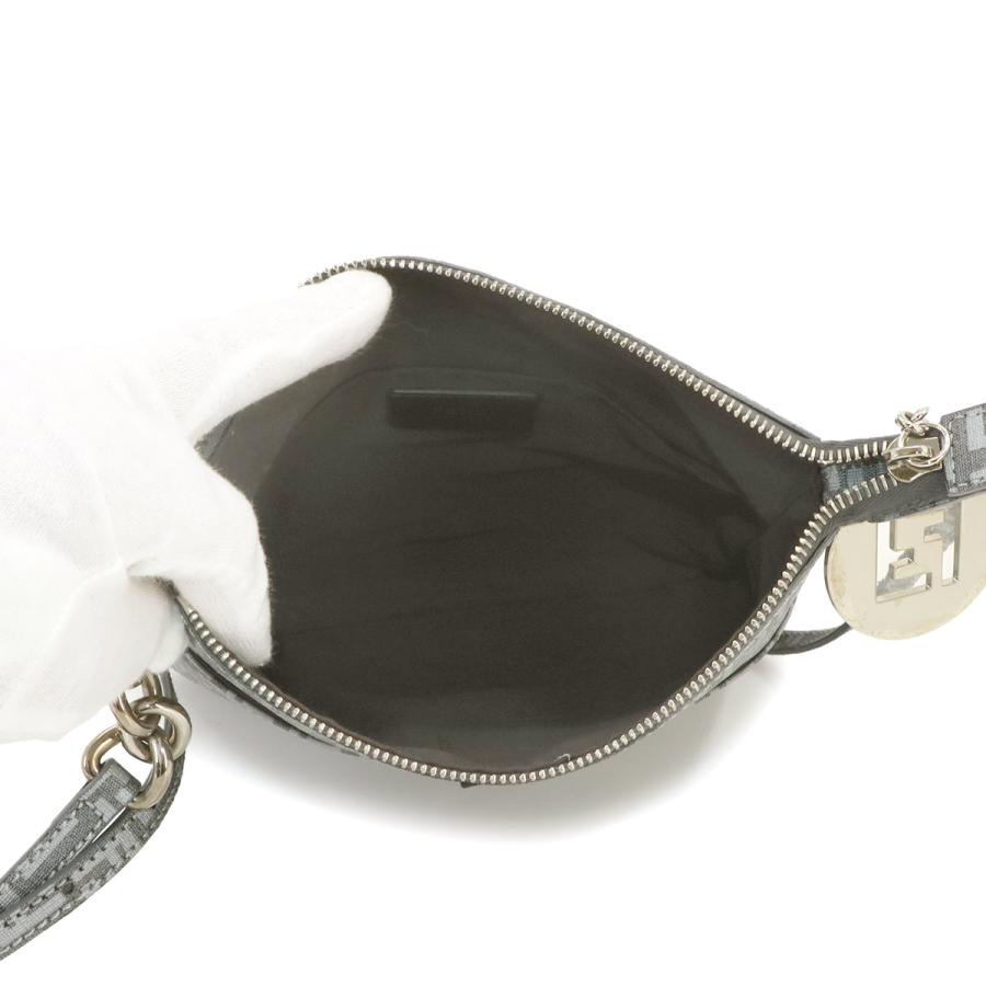 FENDI グレーレザーショルダーバッグ FENDI 新品同様 フェンディ ズッキーノ ショルダー バッグ PVC