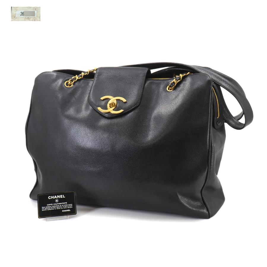 シャネル CHANEL スーパーモデル チェーン トート バッグ キャビア 