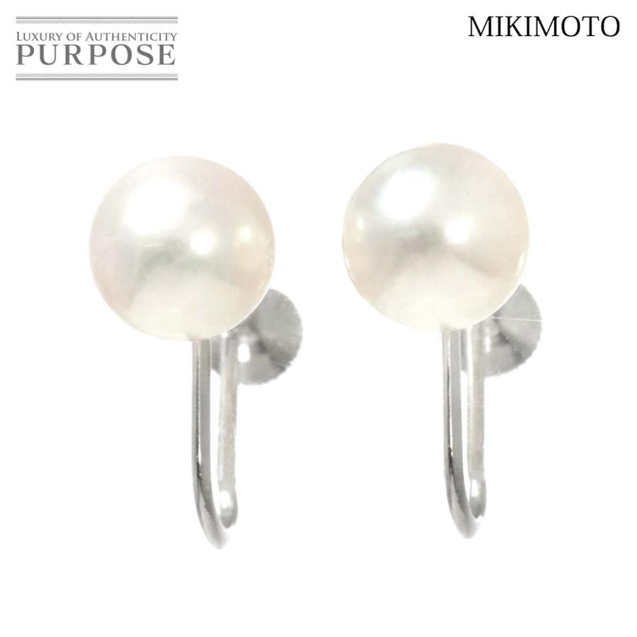 美品☆ミキモト ピアス☆パール K18 WG MIKIMOTO ホワイトゴールド MIKIMOTO ミキモト アコヤ真珠 7.1mm イヤリング K18 WG