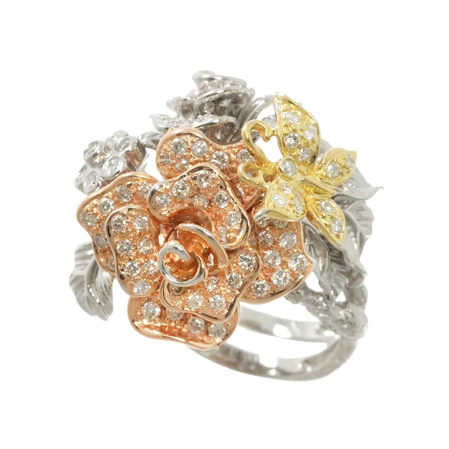 リング 15号 ダイヤ 1.09ct K18 YG PG WG イエロー ピンク ホワイト  