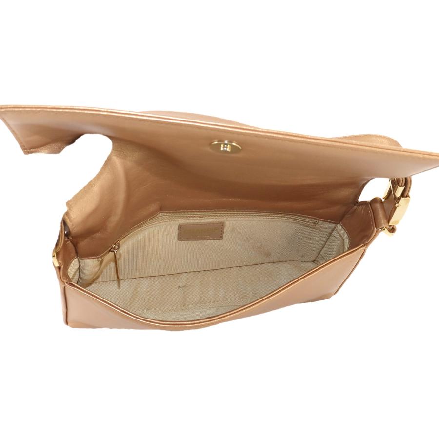 シャネル CHANEL チョコバー ショルダー バッグ レザー ゴールド  