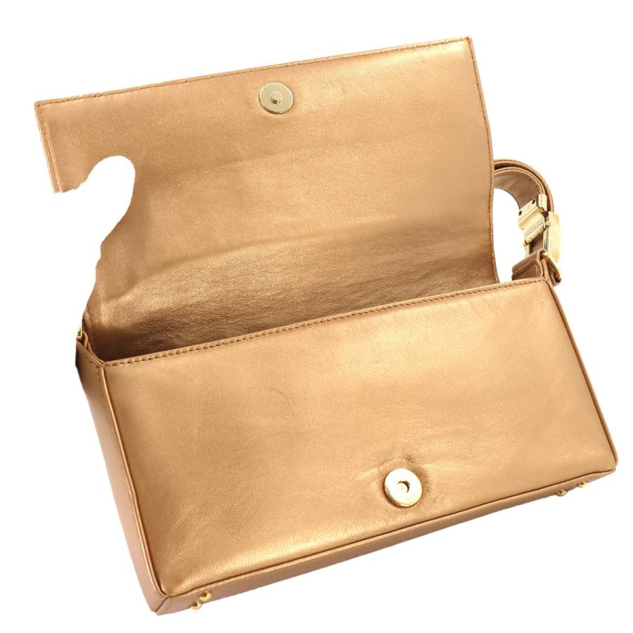 シャネル CHANEL チョコバー ショルダー バッグ レザー ゴールド  