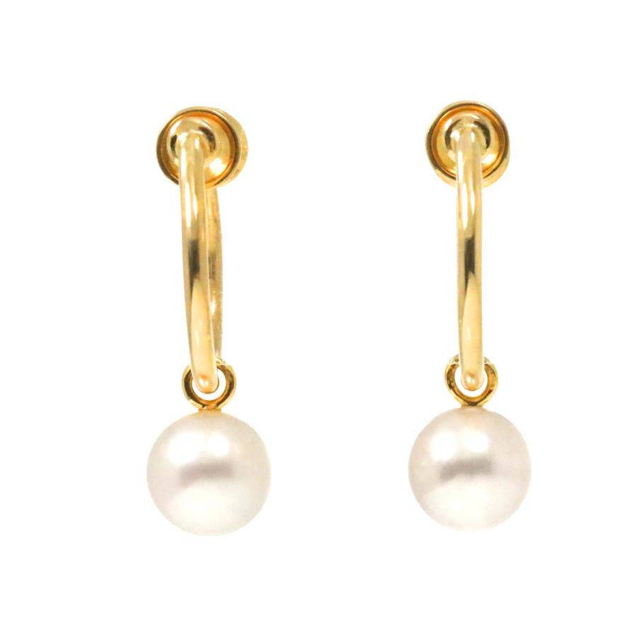 ミキモト MIKIMOTO アコヤ真珠 7.2mm イヤリング K18 YG イエロー 