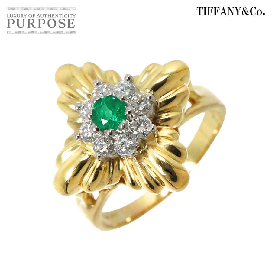 ティファニー TIFFANY&Co. 12号 リング エメラルド ダイヤ K18 YG WG 