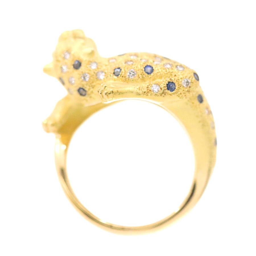 リング 15号 ダイヤ 0.20/0.54ct サファイヤ 0.65ct K18 YG イエロー  