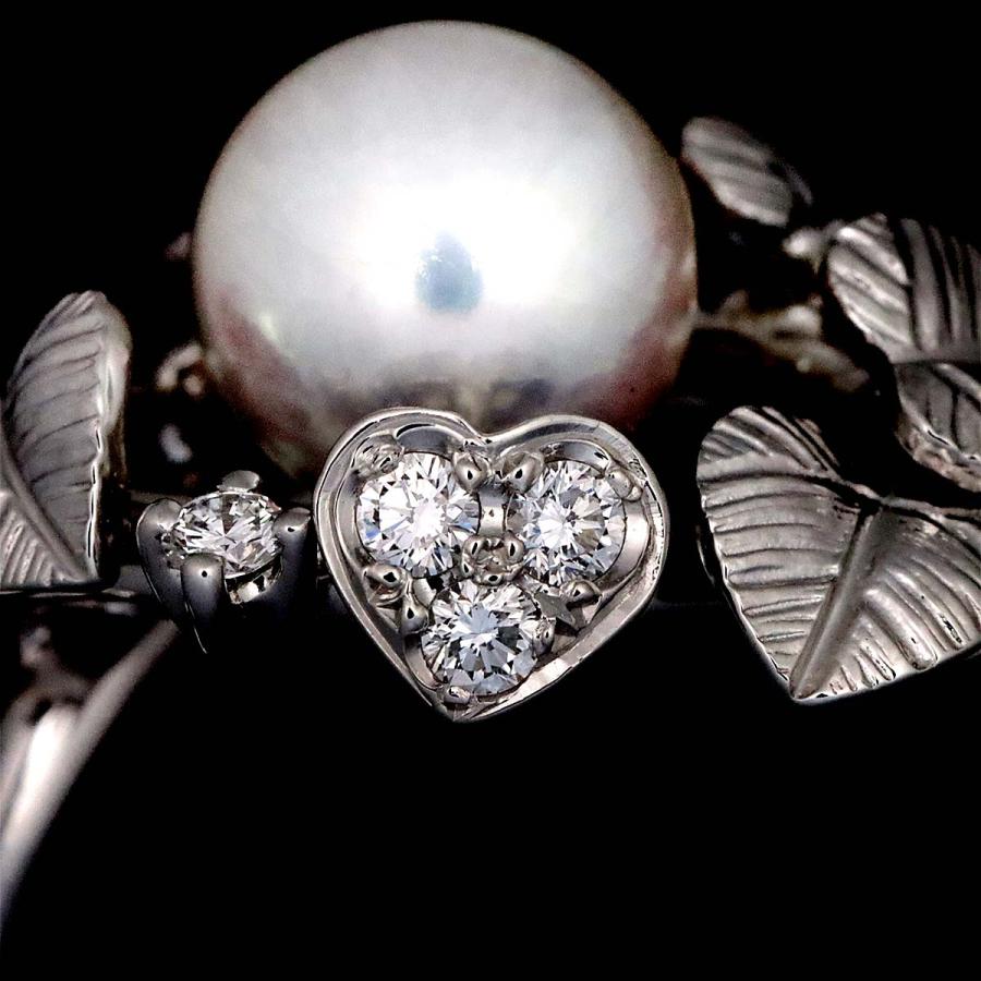 ミキモト MIKIMOTO 8号 リング アコヤ真珠 7.6mm ダイヤ K18 WG 