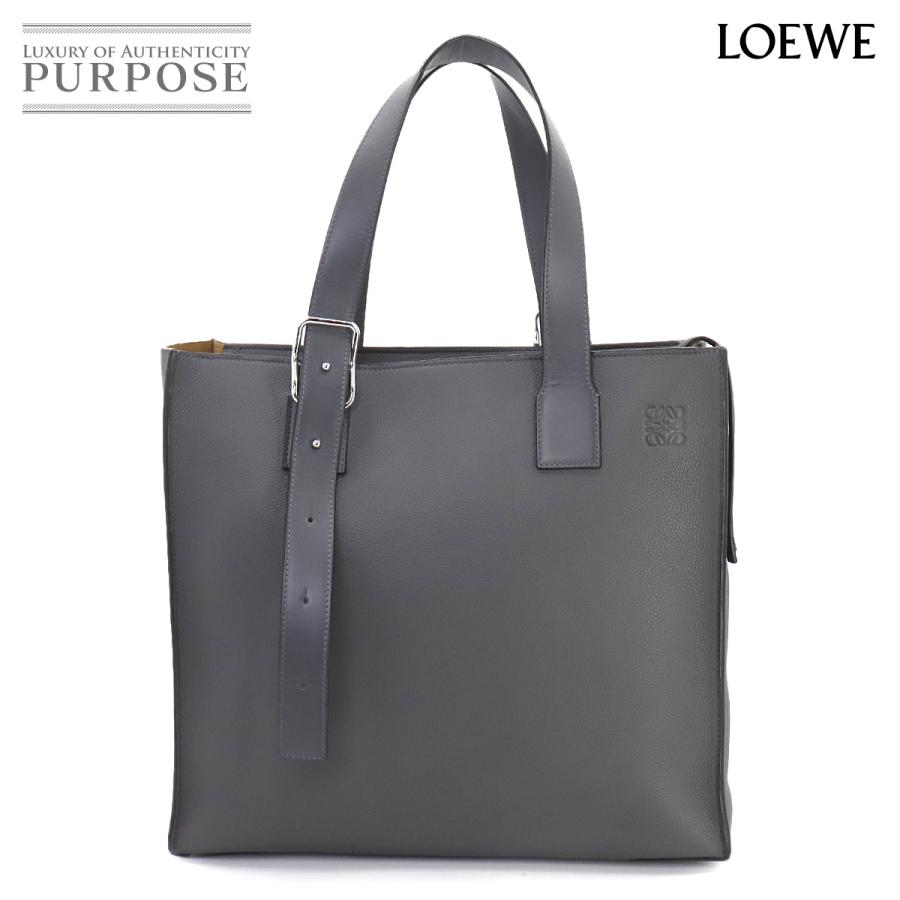 新品同様 ロエベ LOEWE バックル ジッパー トート バッグ レザー  