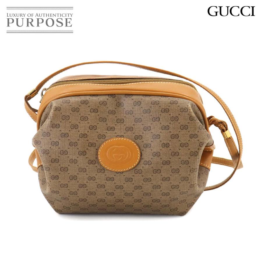 GUCCI グッチ マイクロGG ショルダー バッグ PVC レザー ベージュ  