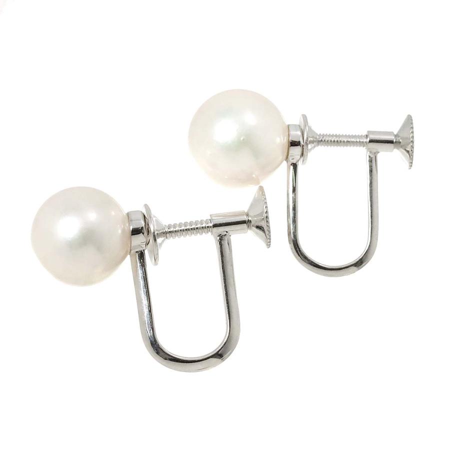 MIKIMOTO ミキモト アコヤ真珠 7.7mm イヤリング K14 WG 585