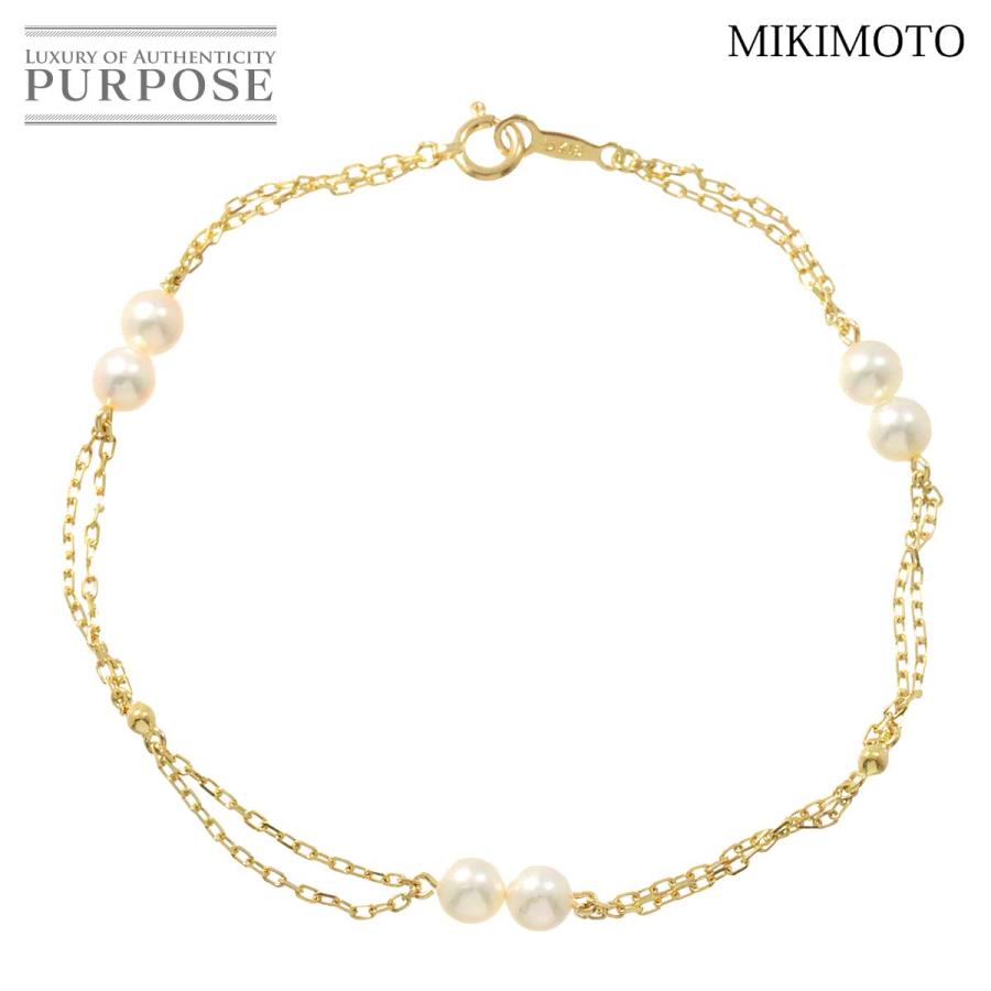 ミキモト MIKIMOTO アコヤ真珠 4.6-4.5mm ブレスレット 17.5cm K18 YG 