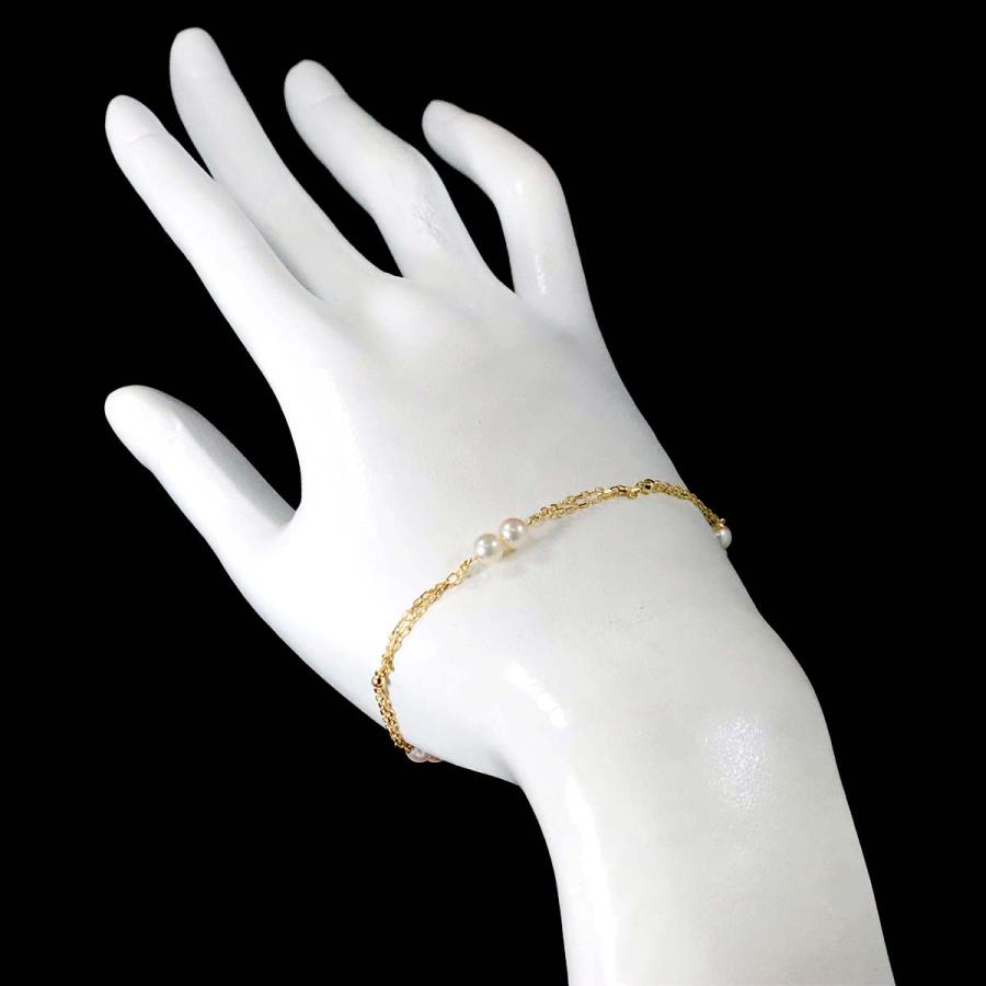 ミキモト MIKIMOTO アコヤ真珠 4.6-4.5mm ブレスレット 17.5cm K18 YG 