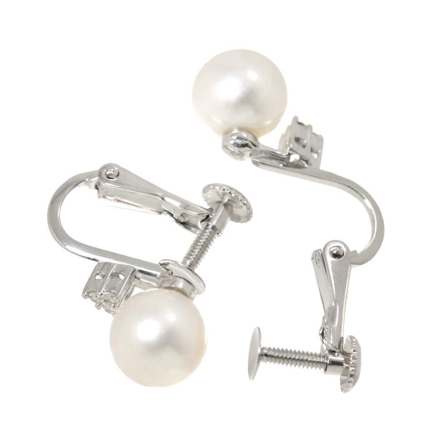 TASAKI タサキ アコヤ真珠 7.0mm ダイヤ イヤリング K18 WG 750 パール 