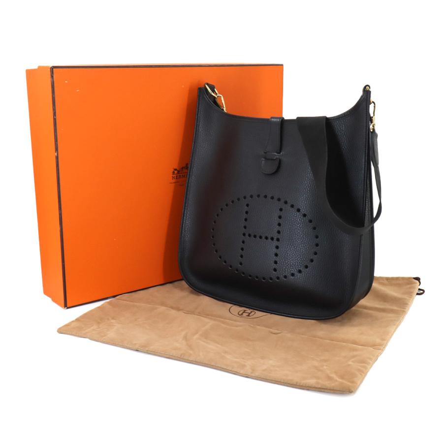 エルメス HERMES エブリン GM ショルダー バッグ アルデンヌ ブラック 