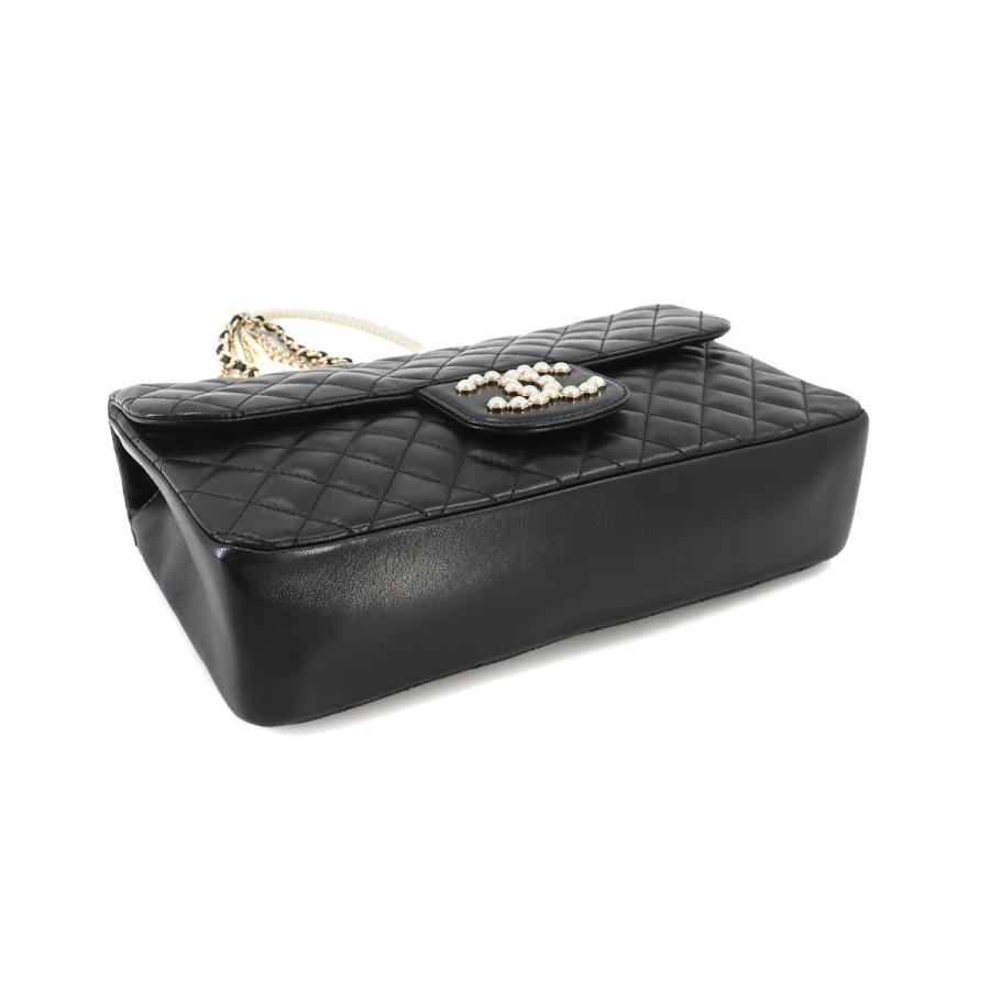 美品】シャネル スカーフ マトラッセ ココマーク パールチェーン 黒