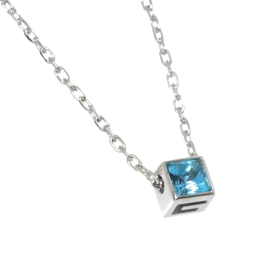 GUCCI グッチ G キューブ ブルートパーズ ネックレス 39cm K18 WG  