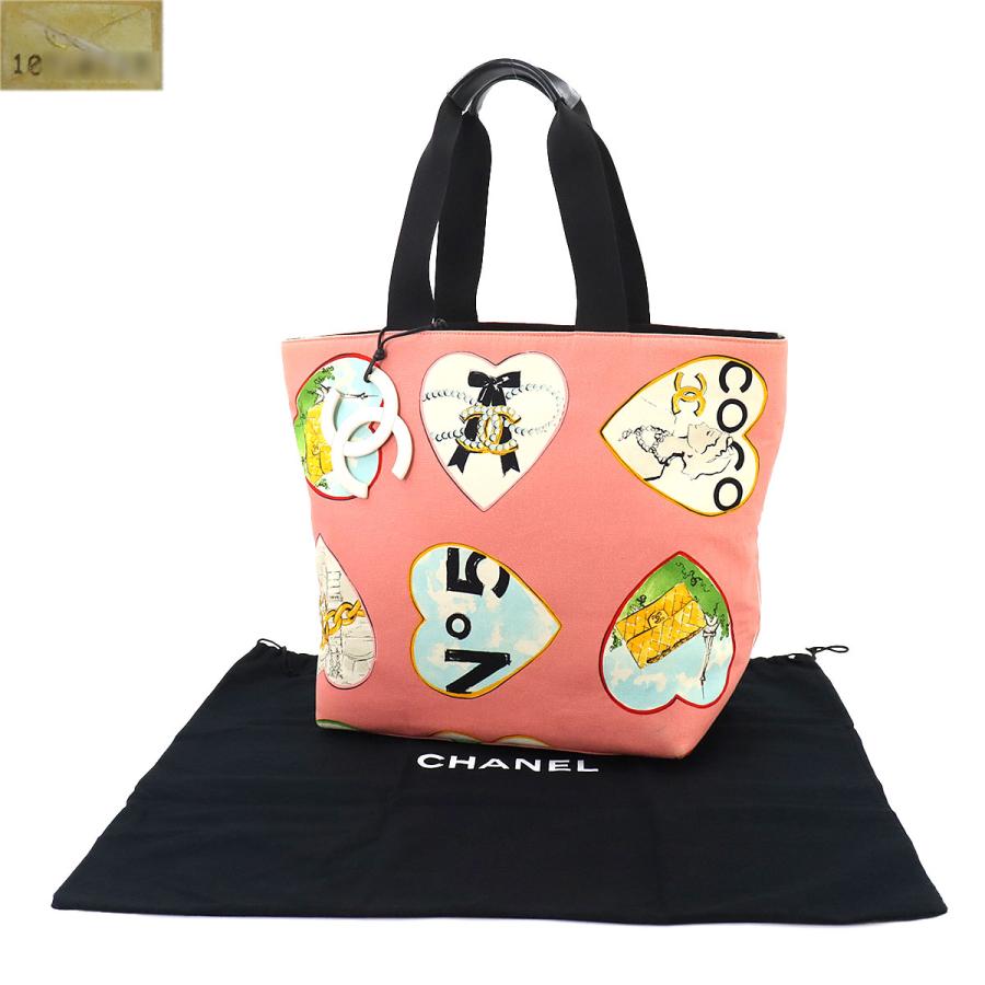 シャネル CHANEL トート バッグ キャンバス ピンク マルチカラー  