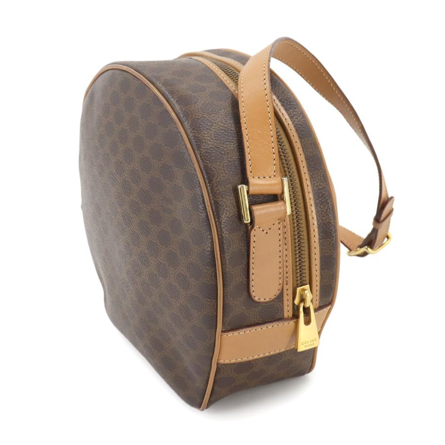 CELINE セリーヌ マカダム柄 ショルダー バッグ PVC レザー ブラウン  