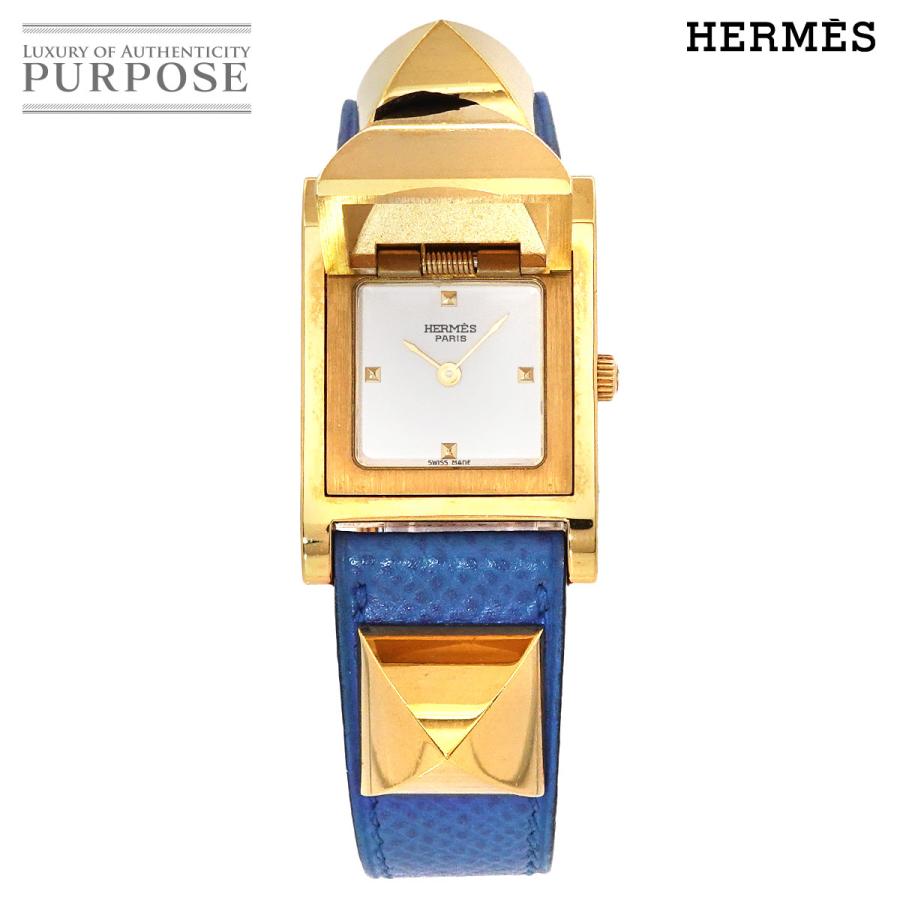 最終価格【新品電池】HERMES メドール/美品 グリーン ピラミッド  