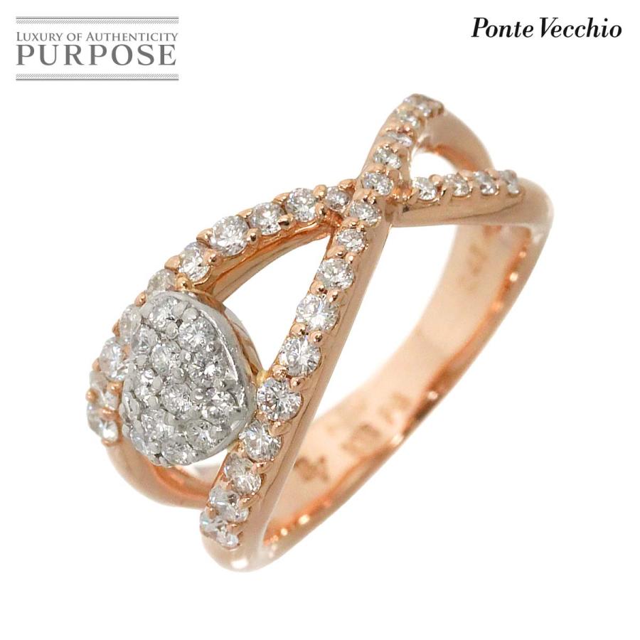 Ponte Vecchio ポンテヴェキオ 5号 リング ダイヤ 0.45ct K18 PG Pt  