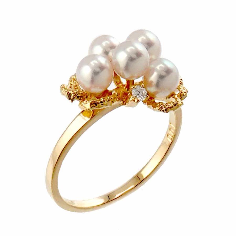 TASAKI タサキ 9.5号 リング ベビーパール 4.0-3.8mm ダイヤ 0.01ct  