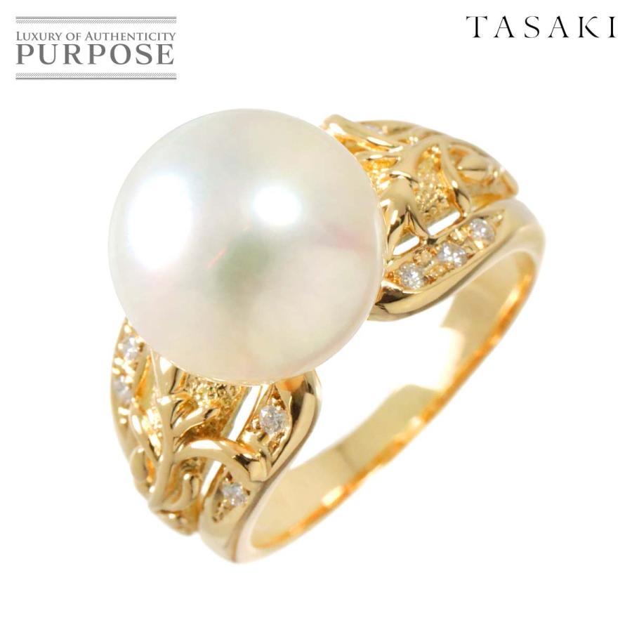 TASAKI タサキ 白蝶真珠 12.2mm ダイヤ 0.12ct リング 16.5号 K18 YG  