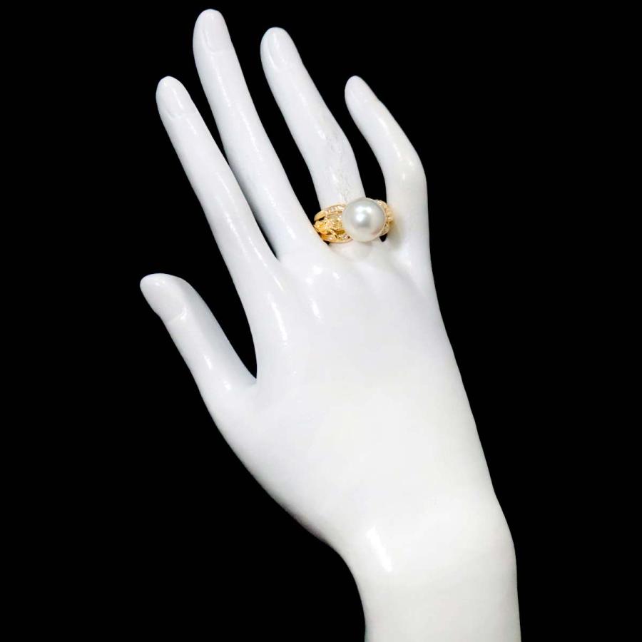 TASAKI タサキ 白蝶真珠 12.2mm ダイヤ 0.12ct リング 16.5号 K18 YG  