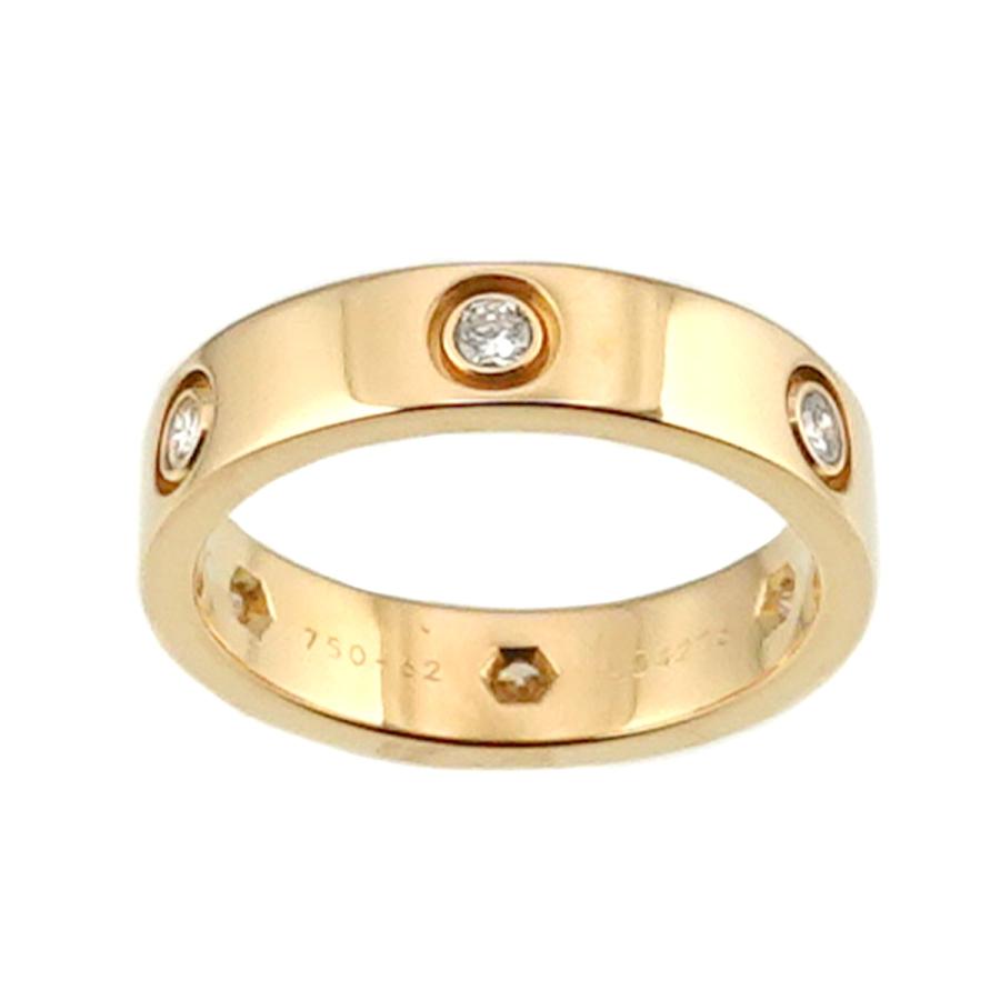 カルティエ Cartier ラブ #62 リング フル ダイヤ K18 YG 