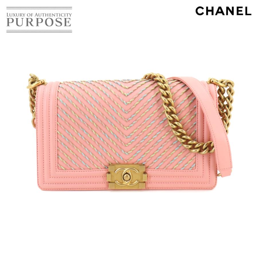 美品☆ ボーイシャネル キャビアスキン ショルダーバッグ シェブロン