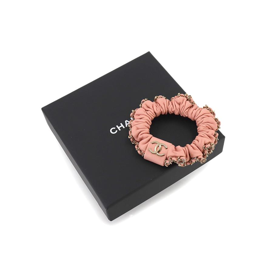 CHANEL 未使用 展示品 シャネル ココマーク シュシュ レザー ピンク 