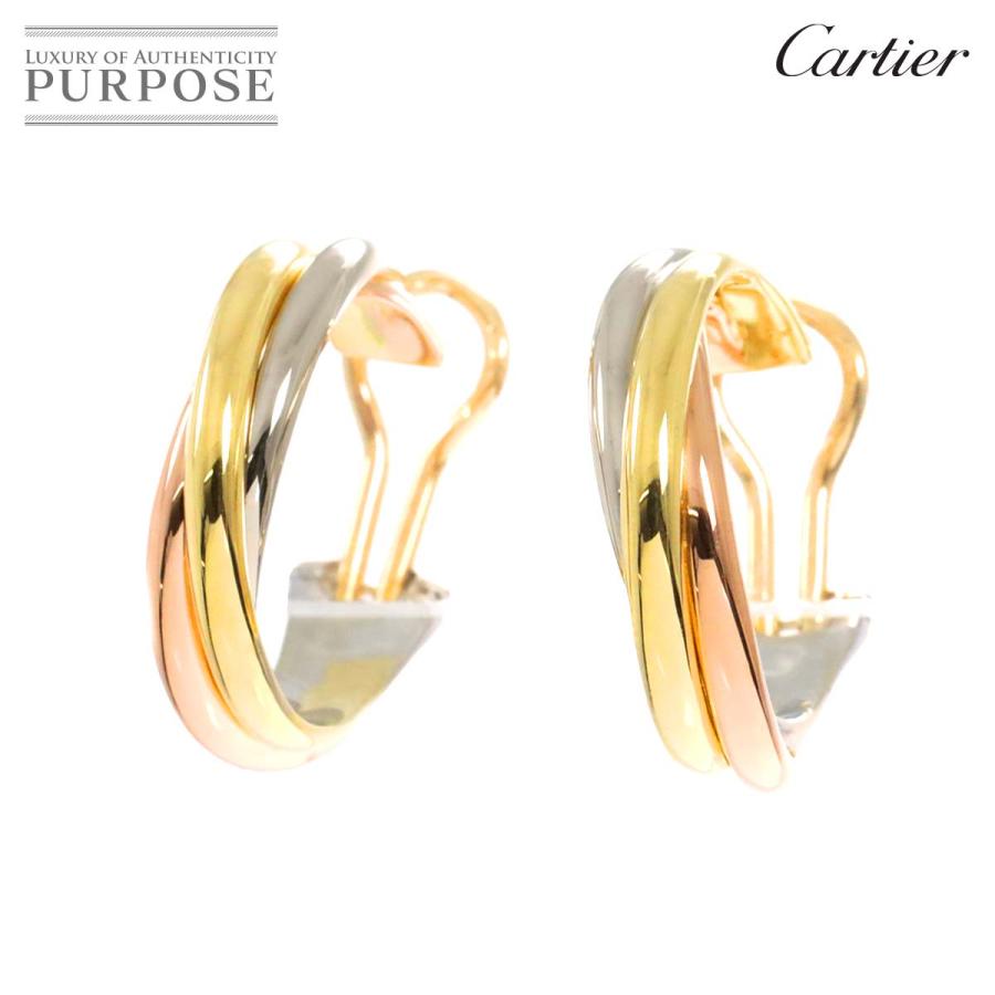 Cartier カルティエ 2C トリニティ イヤリング K18 YG PG WG 750  