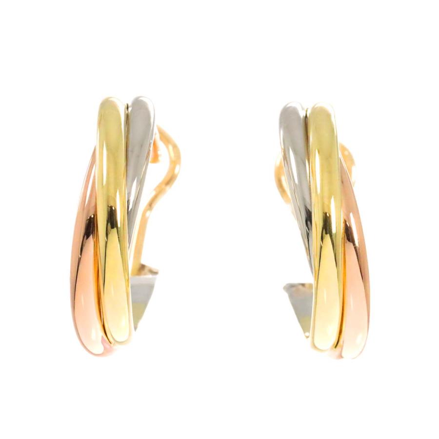 Cartier カルティエ 2C トリニティ イヤリング K18 YG PG WG 750  