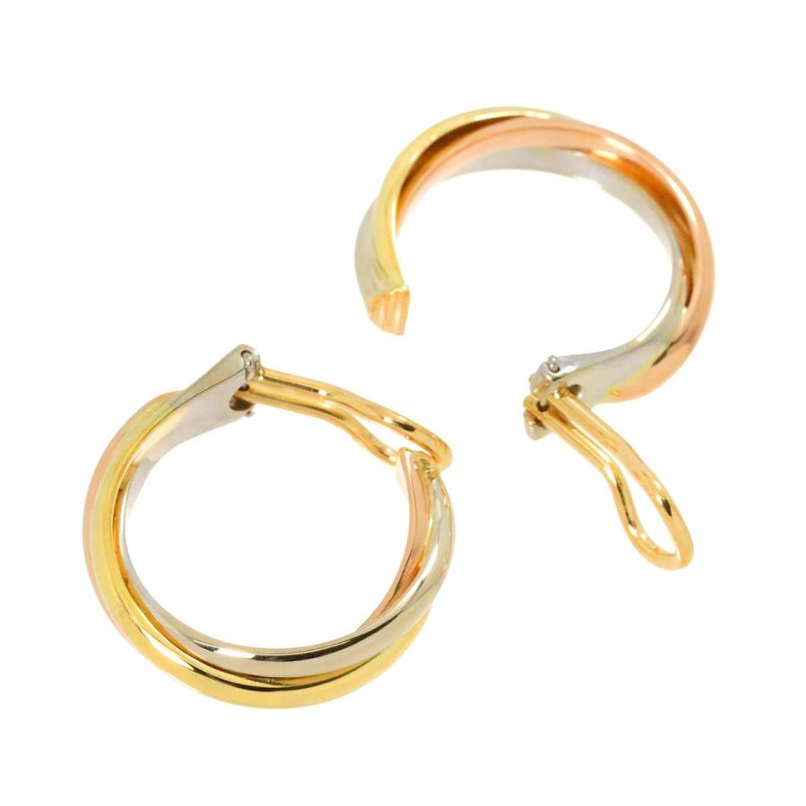 Cartier カルティエ 2C トリニティ イヤリング K18 YG PG WG 750  