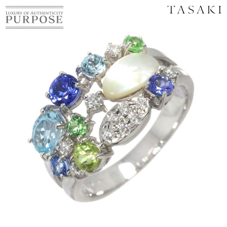 TASAKI タサキ 15号 リング マルチストーン ダイヤ 0.16ct K18 WG 