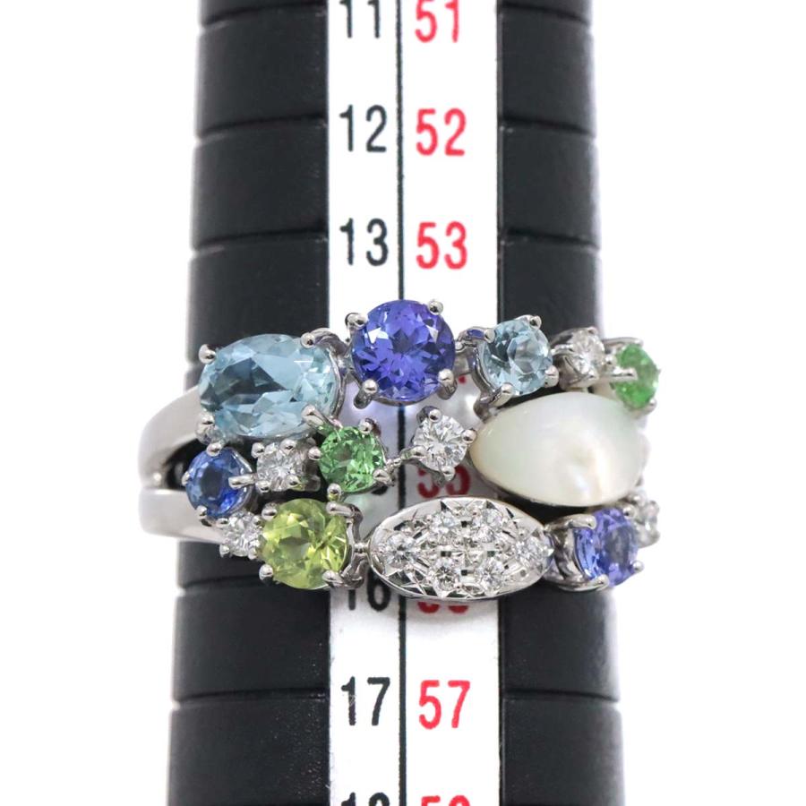 TASAKI タサキ 15号 リング マルチストーン ダイヤ 0.16ct K18 WG  