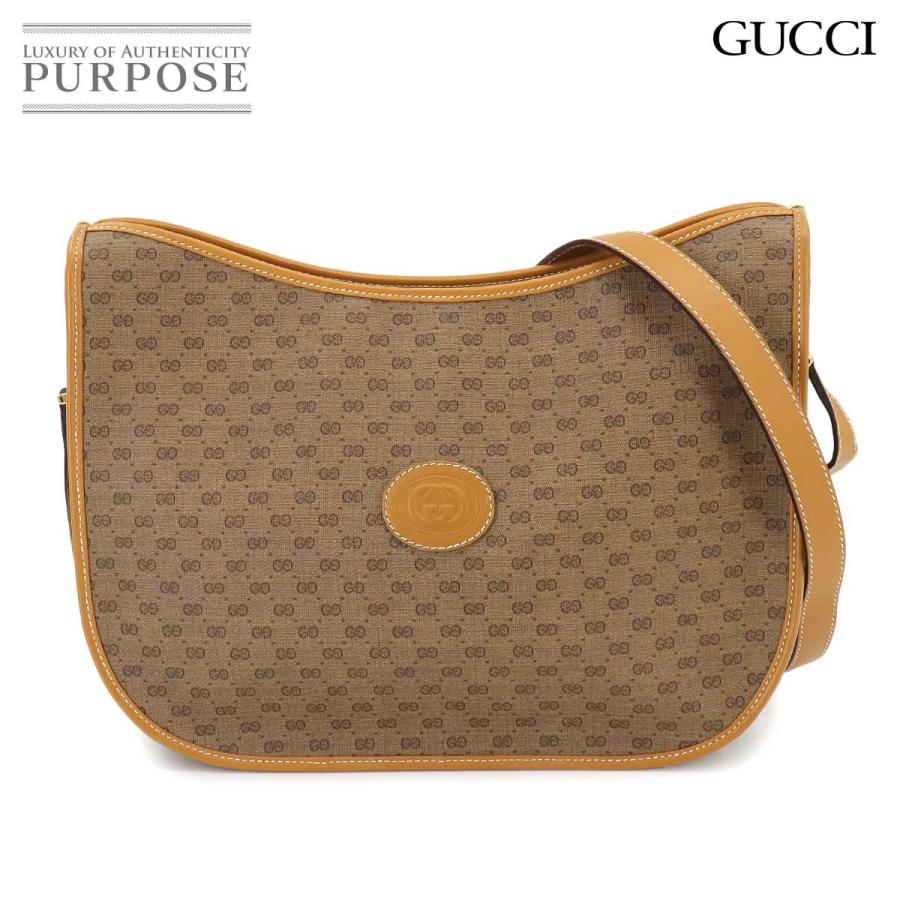 GUCCI グッチ マイクロGG ショルダー バッグ PVC レザー ベージュ 