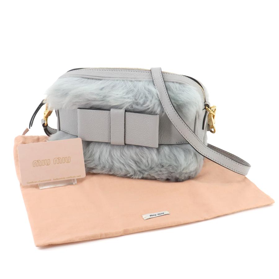 新品同様 ミュウミュウ MIUMIU ファー ショルダー バッグ レザー