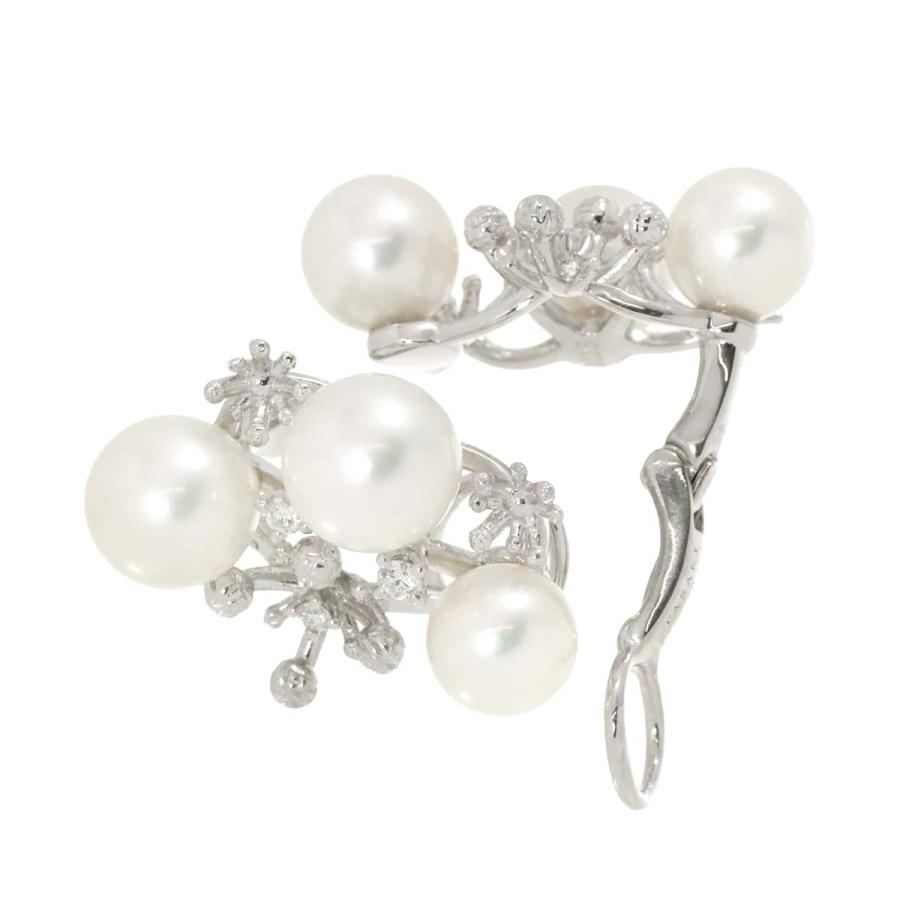 TASAKI タサキ アコヤ真珠 7.2-6.2mm ダイヤ 0.05ct/0.05ct イヤリング  