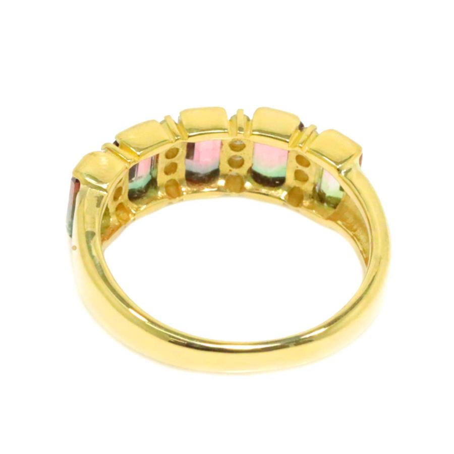 リング 11号 トルマリン 1.55ct ダイヤ 0.15ct K18 YG イエロー
