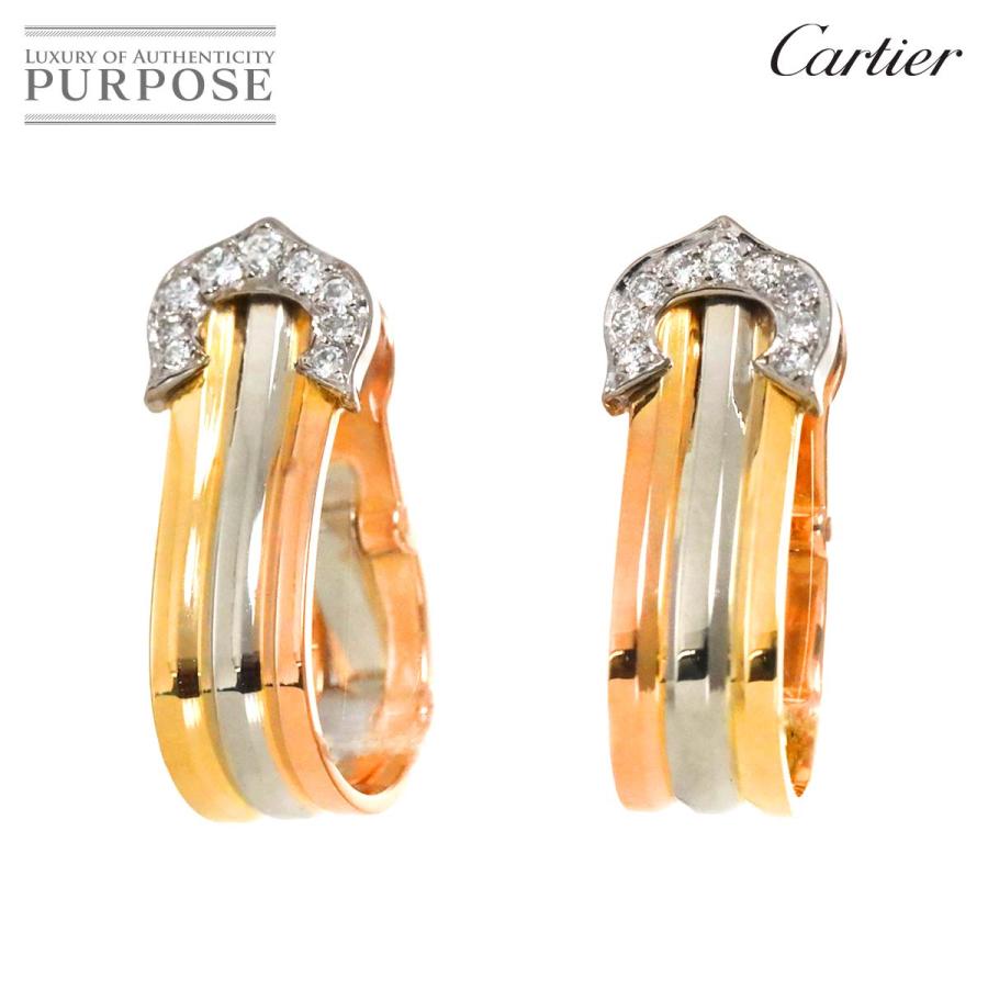 Cartier カルティエ 2C トリニティ ダイヤ イヤリング K18 YG PG WG 750 3カラー C2 Earrings Clip ...