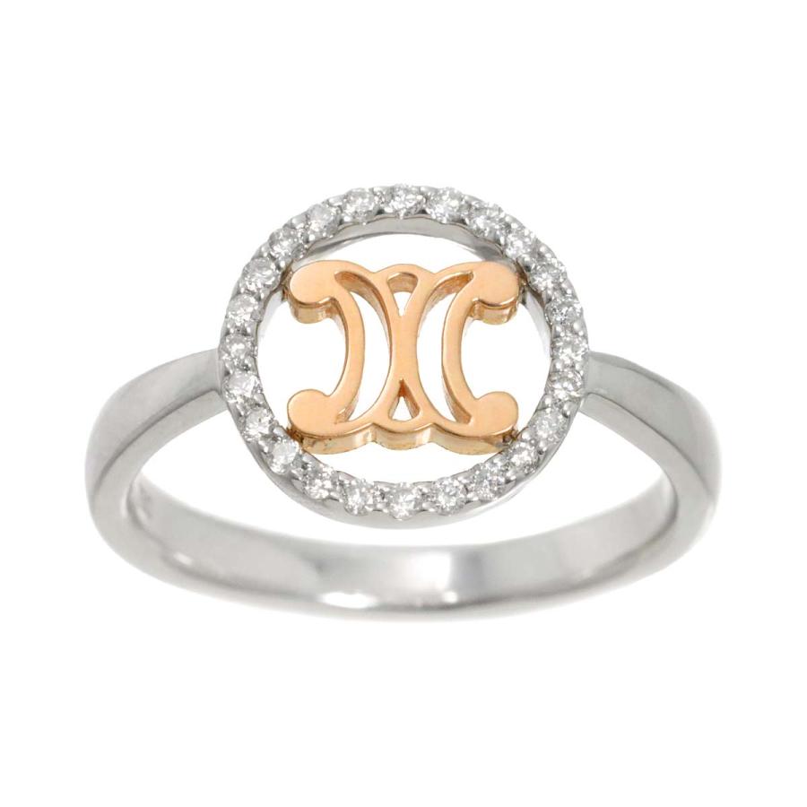 CELINE セリーヌ マカダム 9号 リング ダイヤ K18 WG PG ホワイト  