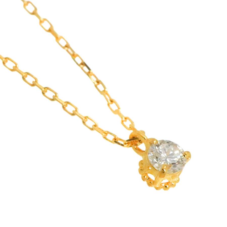agete アガット ダイヤ 0.05ct ネックレス 40cm K18 YG イエロー