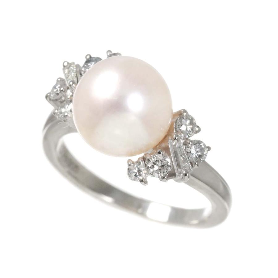 TASAKI タサキ 8号 リング アコヤ真珠 9.0mm ダイヤ 0.36ct Pt 
