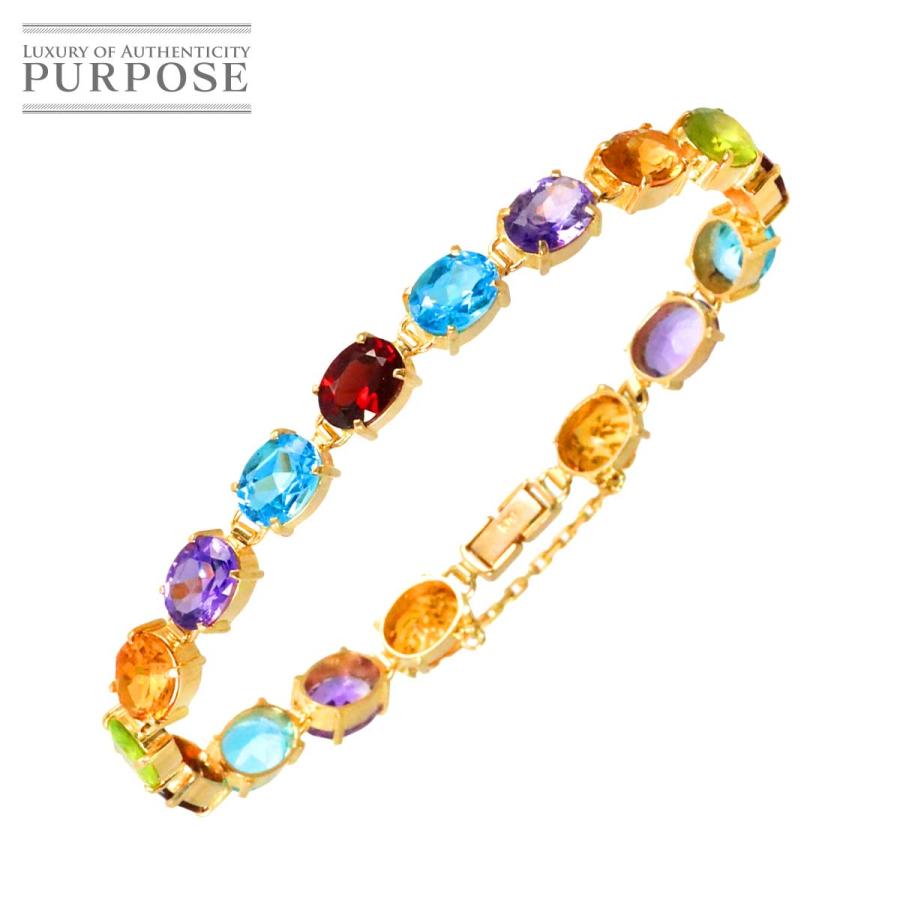 マルチストーン K18 YG ブレスレット 17.5cm イエローゴールド 750  